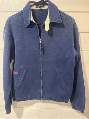 Vintage BABE DIDRIKSON Blue Cotton Waffle Zip-Front Golf Jacket - LARGE